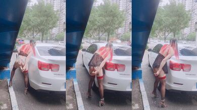 药娘王依萌 - 寻找同城母狗一起玩，平时前面带锁后面肛塞喜欢露出，光天化日 牛逼自慰！